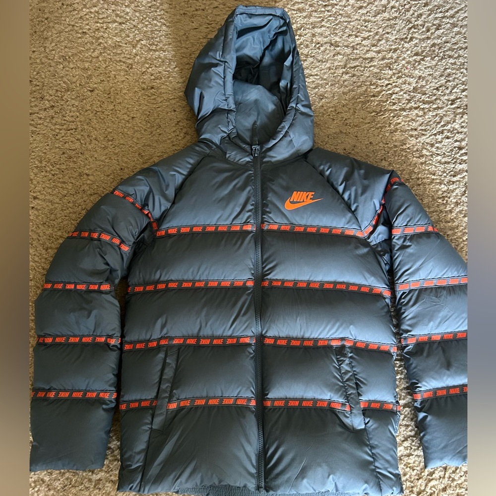 Nike Grey and Orange Puffer Jacket